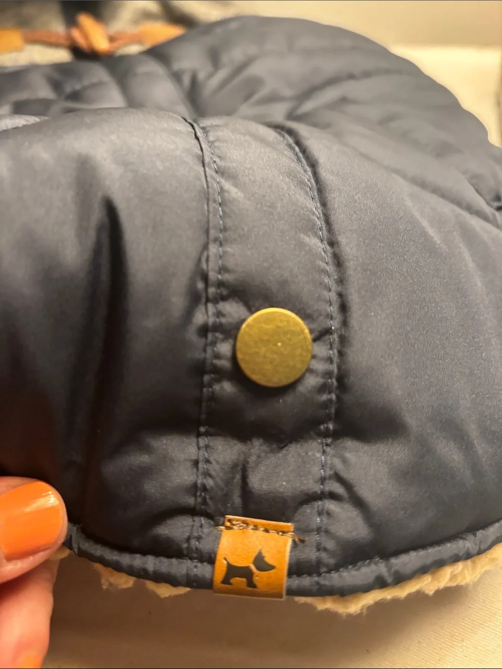Plush-Lined Navy Dog Winter Coat with Hood